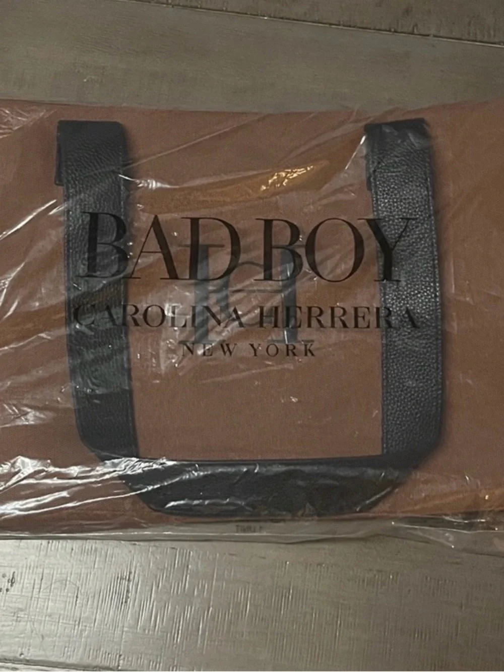 Carolina Herrera Brown Duffel Bag with Black Straps size 18x10